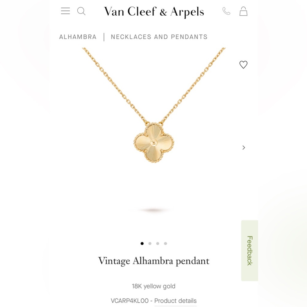 AUTHENTIC Van Cleef & Arpels 18K Yellow Gold Vintage Alhambra Necklace